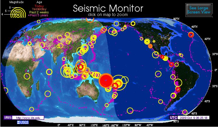 IRIS의 지진 모니터