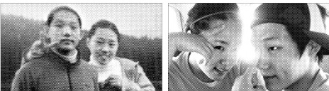 은석초등학교 5학년 재학 당시 캐나다로 전지훈련을 함께 떠난 모태범과 이상화가 다정하게 포즈를 취하고 있다. 오른쪽은 이상화 미니홈피에 올려져 있는 사진.