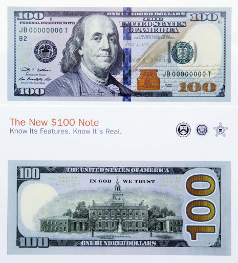 美 “새 100달러 지폐가 나왔어요!”