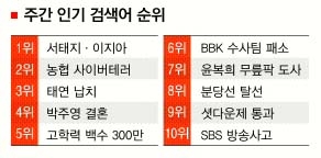 [NATE 검색어로 본 e세상 톡톡] ‘서태지·이지아’ 소송, 농협 해킹 클릭 광풍