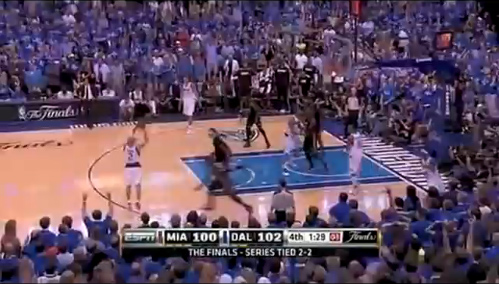 2010-2011시즌 NBA 챔피언결정전(7전4선승제) 5차전 경기 모습. 댈러스가 마이애미를 112:103으로 이겼다.