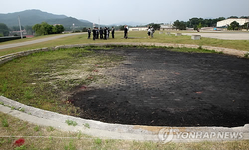 경북 칠곡군 왜관읍 캠프 캐럴의 매립지 매몰 의혹이 제기된 헬기장 주변.