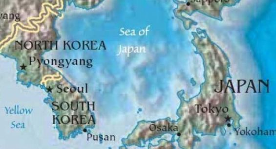 동해를 일본해로 표기한 외국지도