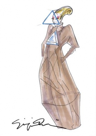 조르지오 아르마니가 디자인한 레이디 가가의 내한 공연 무대의상 스케치. <br>제공 |신세계인터내셔날