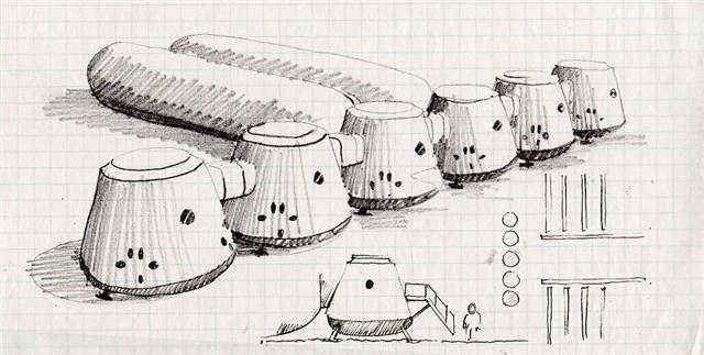 화성 거주촌의 최초 설계 스케치.  마스 원 홈페이지