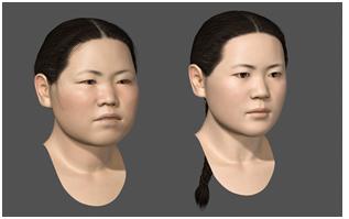 연구팀은 수형기록표 사진의 유 열사 얼굴(왼쪽)은 누군가에 맞아 부은 것이라며 3D 복원 기술로 부기를 빼 일상의 모습(오른쪽)을 재현했다. 조용진 전 교수 연구팀 제공