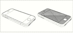 애플의 D593087 특허권(왼쪽)과 D618677 특허권 디자인. 전면부가 검정색이냐 아니냐를 빼면 외관상 차이가 거의 없다. 구글 검색 제공