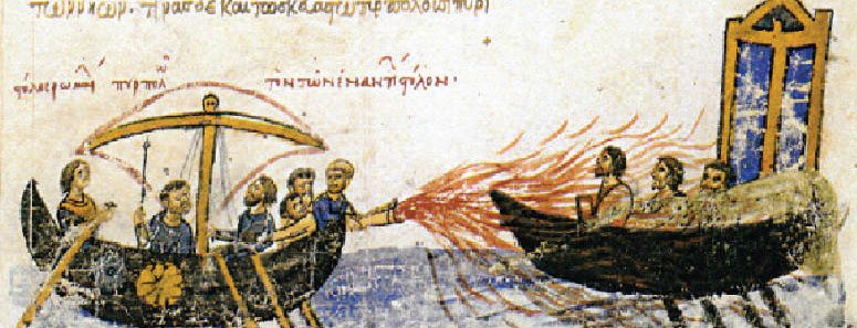 비잔틴 제국은 아스팔트를 이용해 오늘날의 화염방사기를 개발했다. 이 무기는 ‘그리스의 불’이라 불리며 이슬람세력을 물리치는 데 큰 기여를 했다. 역설적이게도 이슬람세력을 징벌하겠다며 일어선 4차 십자군이 콘스탄티노플을 점령하면서 ‘그리스의 불’ 비밀제조법은 사라졌다. 예경 제공 