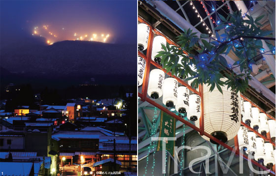 1 도갓타 온천 마을과 야간에도 불을 밝힌 에보시 스노리조트의 슬로프 2 센다이의 아케이드가. 겨울이면 색색의 전구로 더욱 화려해진다
