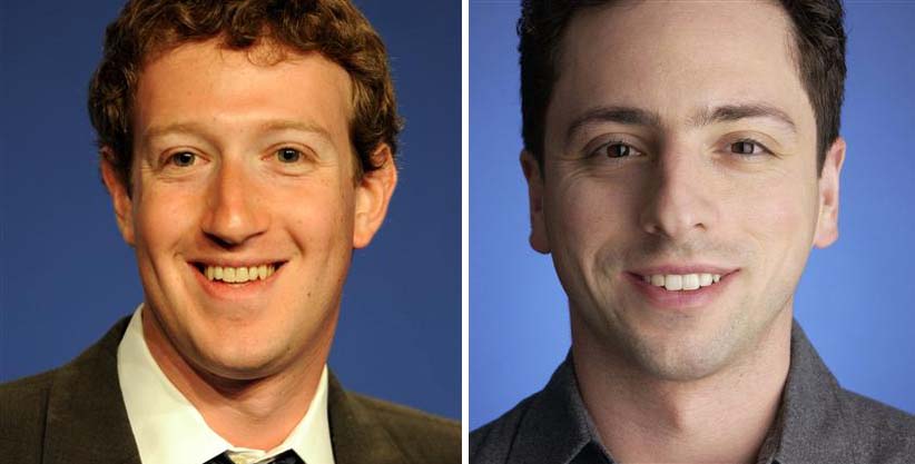 마크 저커버그 페이스북 최고경영자(왼쪽)-세르게이 브린 구글 공동창업자