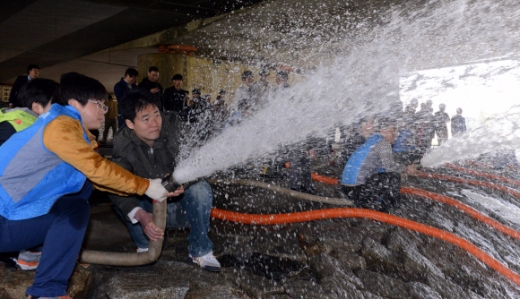 여름철 수해대비 양수기 작동 훈련