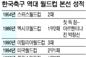 [한국축구, 8회 연속 월드컵 본선행] 1954년 첫 본선 진출… 2002년 첫 승
