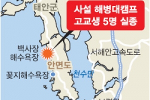 안면도 앞바다서 고교생 5명 실종