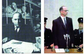 2대 모사드 국장인 이세르 하렐(왼쪽). 다비드 벤구리온 초대 이스라엘 총리의 신임을 받은 그는 아르헨티나에 숨어 살던 아돌프 아이히만(오른쪽)을 납치해 예루살렘 법정에 세웠다. 아이히만은 600만명의 유대인을 학살한 죄로 1962년 처형됐다.