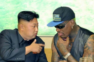 北 김정은, 로드먼 만나…농구경기 함께 관람