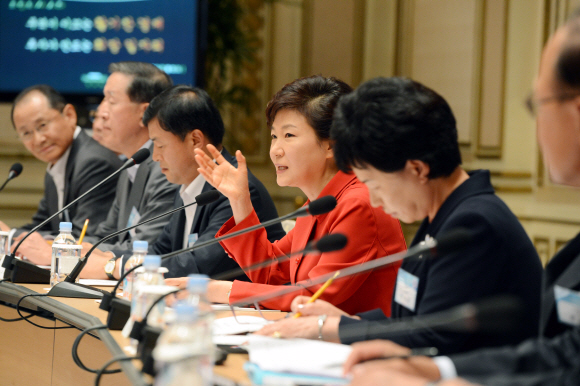 박근혜 대통령이 25일 청와대에서 열린 제3차 무역투자진흥회의에 참석해 모두발언을 하고 있다.