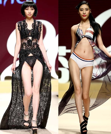 30일(현지시간) 중국 베이징에서 열린 2014 봄/여름 중국 패션 위크에서 2013 중국 란제리 디자인 경연대회 결선 중 모델이 란제리 의상을 선보이고 있다.  <br>사진제공=신화/뉴시스