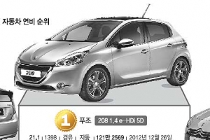 연비왕은 ‘푸조 208’ 1ℓ 주유하고  21.1㎞ 달려요