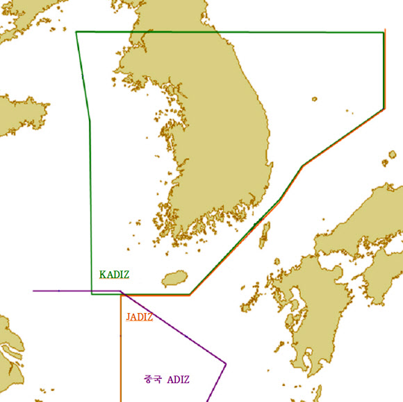 국방부가 제공한 방공식별구역 관련 도면.