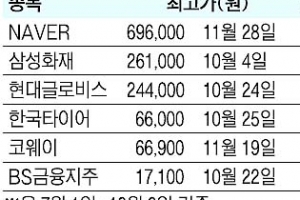 66개사 주가 하반기 사상 최고 경신