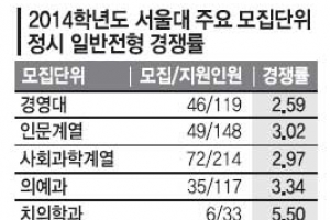 서울대 정시경쟁률 4.27대1… 작년보다 소폭 하락