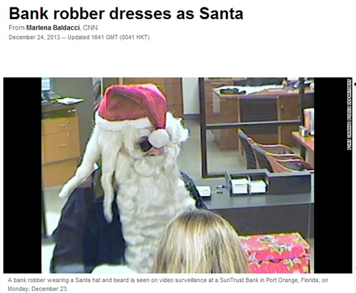 산타 복장 은행강도. / CNN 홈페이지
