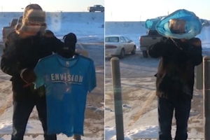 가공할 북미 한파! 젖은 셔츠가 1분만에 얼음으로