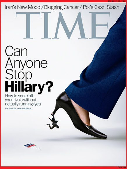미국 민주당의 유력한 잠재 대권 주자인 힐러리 클린턴 전 국무장관을 묘사한 시사주간 타임지(誌)의 표지가 ‘성차별적’이란 논란에 휩싸였다.  TIME 홈페이지 제공