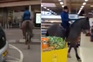 말 타고 마트에 장보러 간 여성? ‘넥노미네이션’ 논란