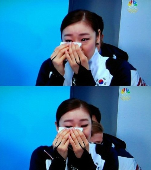 김연아의 눈물. NBC 영상캡쳐