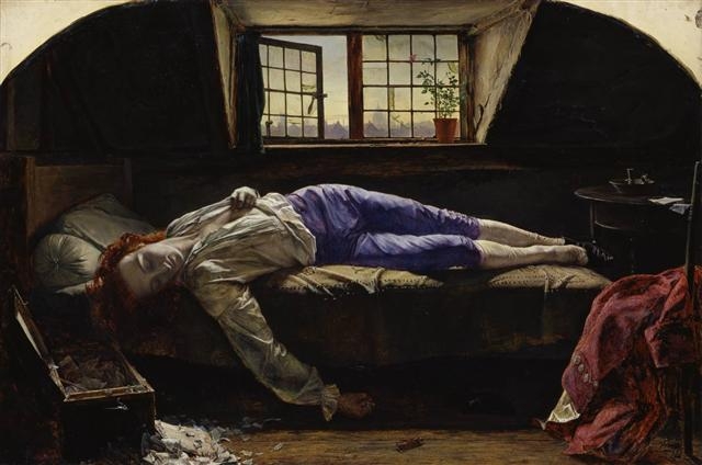자살은 단순히 스스로 죽음을 선택한다는 판단이 아니라 경제적 압박, 관계의 고통, 철학적 번뇌 등 다양한 이유가 얽히고설킨 결과물이다. 사진은 자살을 떠올리게 하는 작품. 헨리 월리스의 ‘채터턴의 죽음’(1856). 그린비 제공