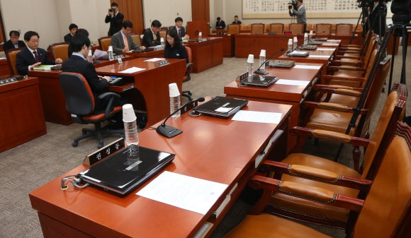 국회 법사위가 19일 오후 여당의원들이 불참한 가운데 열리고 있다. 연합뉴스