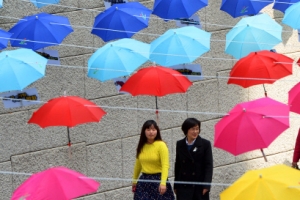 청계천 수 놓은 환경메시지 우산들