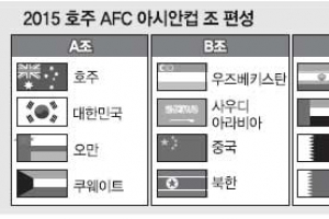 한국 축구 ‘최악’은 피했다…2015 AFC 아시안컵 조 추첨