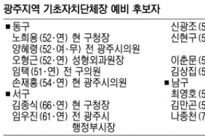 ［6·4 지방선거 누가 뛰나］ 광주지역 기초단체장