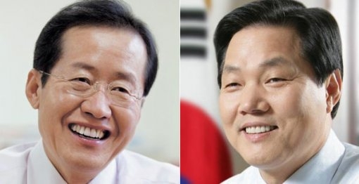 홍준표(왼쪽) 경남도지사와 박완수 전 창원시장.