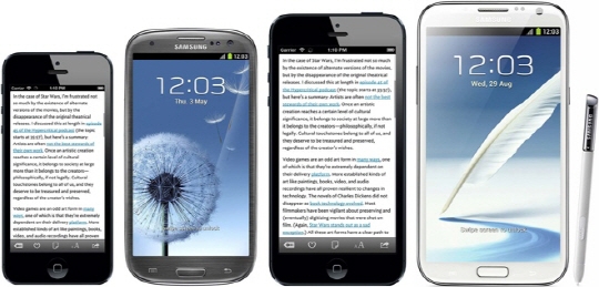 대화면 아이폰6(왼쪽에서 세번째) 가상 이미지. / 애플인사이더