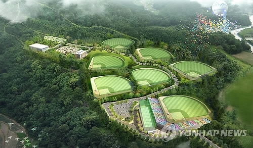 경기도 동두천시 소요산역 인근에 국내 최대 규모로 조성될 ‘박찬호 야구공원’의 조감도.