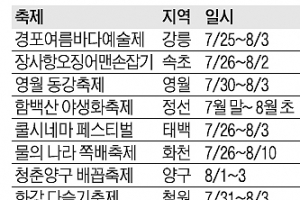 동강·쪽배… 강원도 여름 축제 ‘풍성’