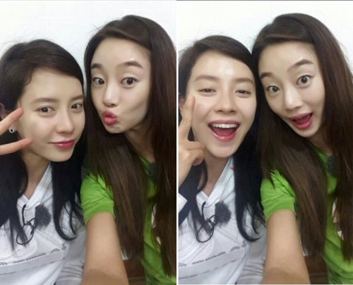 송지효·최여진 런닝맨 촬영 후 셀카
