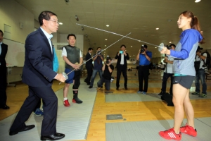 박원순 서울시장, 인천AG 선수단 격려