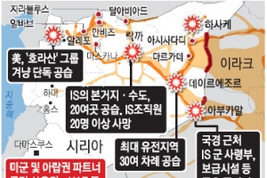 [美, 시리아 IS 공습] IS 근거지 50곳 초토화… 美 “지상군 투입” 동맹국에 요청