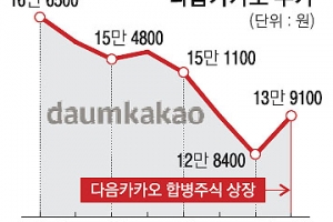 다음카카오 상장 첫날 ‘대장주’로