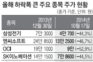 [세계경기 침체에 먹구름 낀 주식시장] 코스피시장 30개 종목 반토막