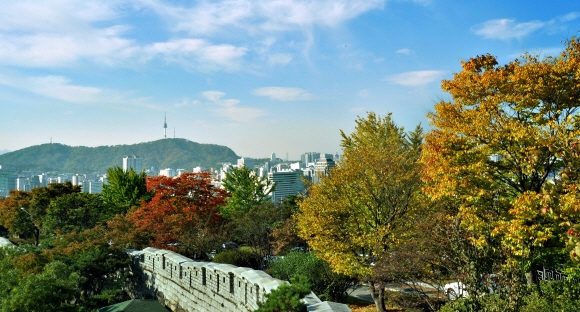 비가 온뒤 날이 갠 22일 서울 낙산공원에서 본 서울 도심이 맑다.  박지환 기자 popocar@seoul.co.kr