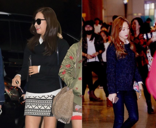 소녀시대 유리-태연 공항패션