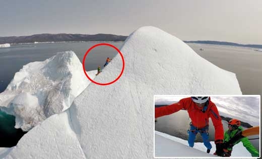 그린란드 거대빙산 등반男…영상 화제