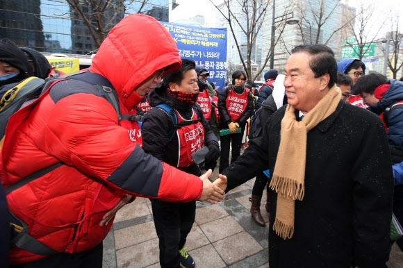 씨앤앰 해고노동자 고공농성 현장 방문