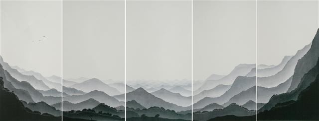 김준권의 수묵목판 ‘산에서’(2007)