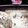 아이스하키 빙판에 비처럼 쏟아진 인형…대체 무슨 일?
